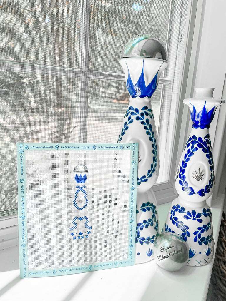 Blue & White Tequila Bottle - Image 4